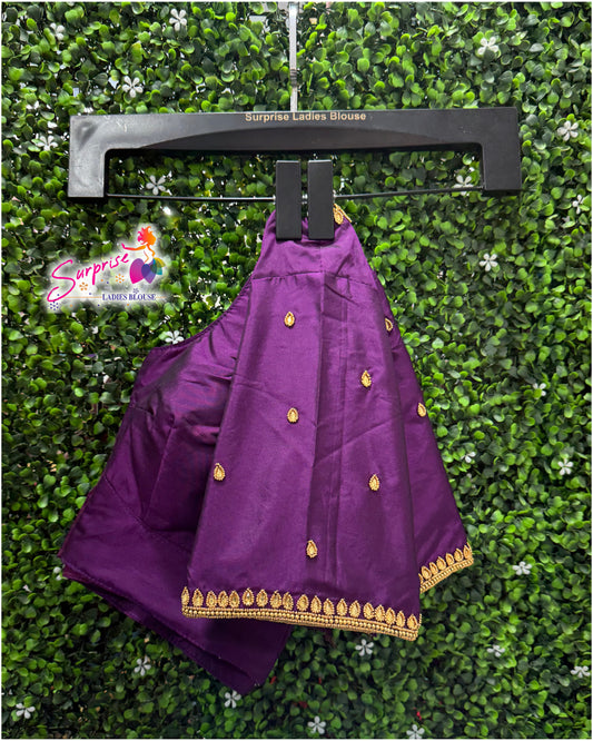 Designer handwork Ari work blouse Purple color