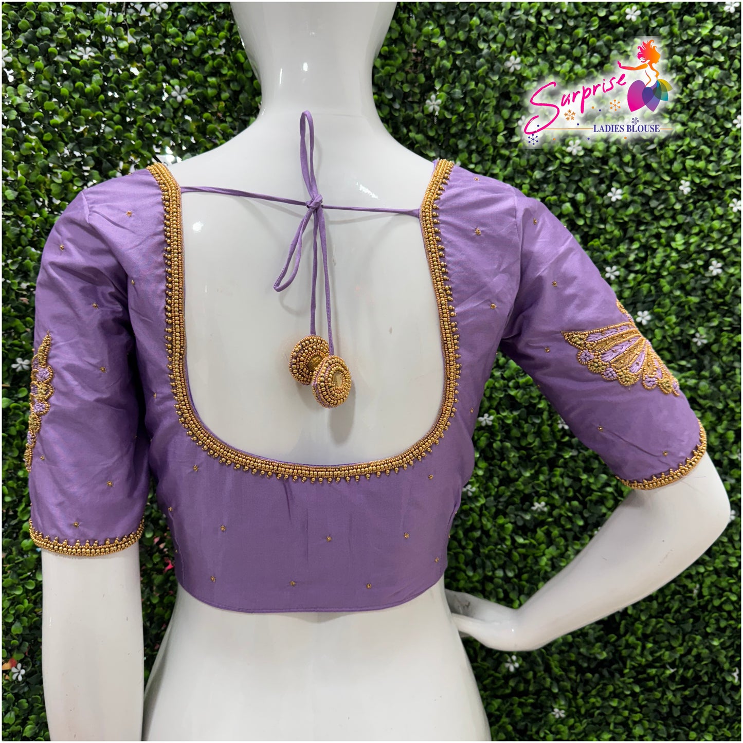Designer handwork Ari work blouse Lavender color