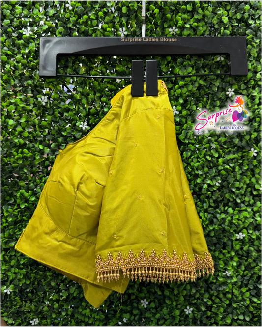 Designer handwork Ari work blouse Green color