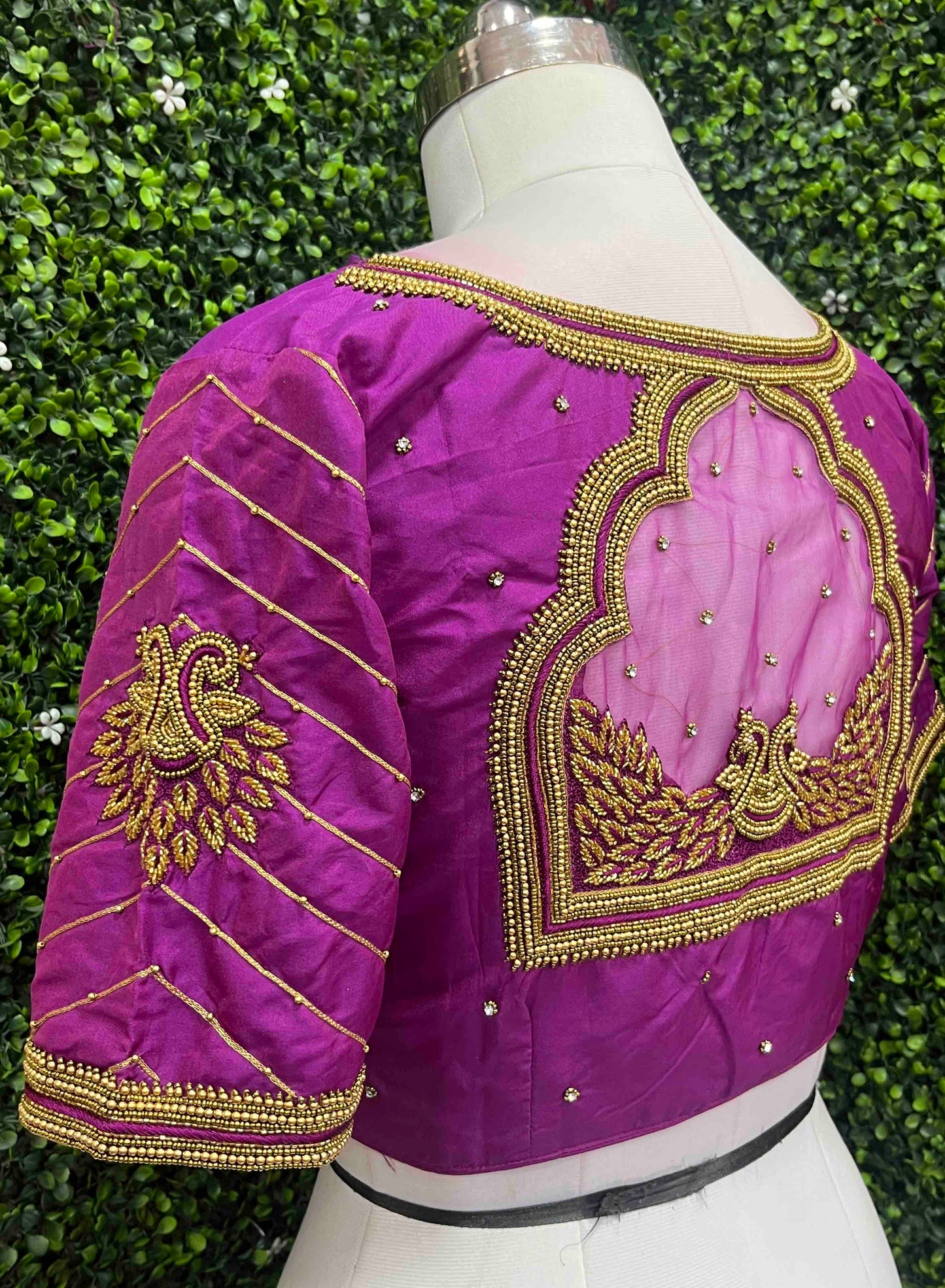 Handwork designer Ari work blouse purple color