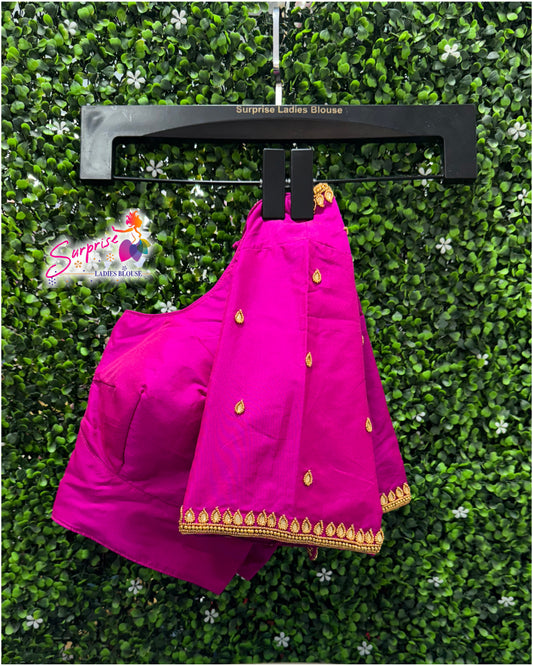 Designer handwork Ari work blouse pink color