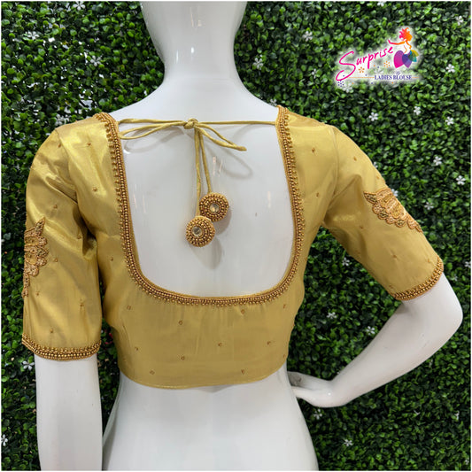 Designer handwork Ari work blouse Cream color