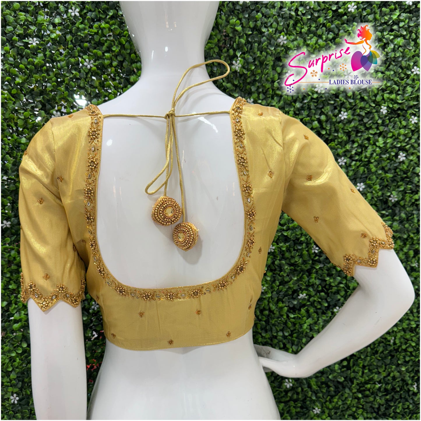 Handwork designer Ari work blouse gold color