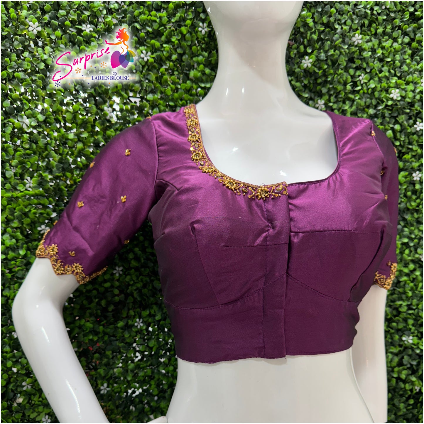 Handwork designer Ari work blouse purple color