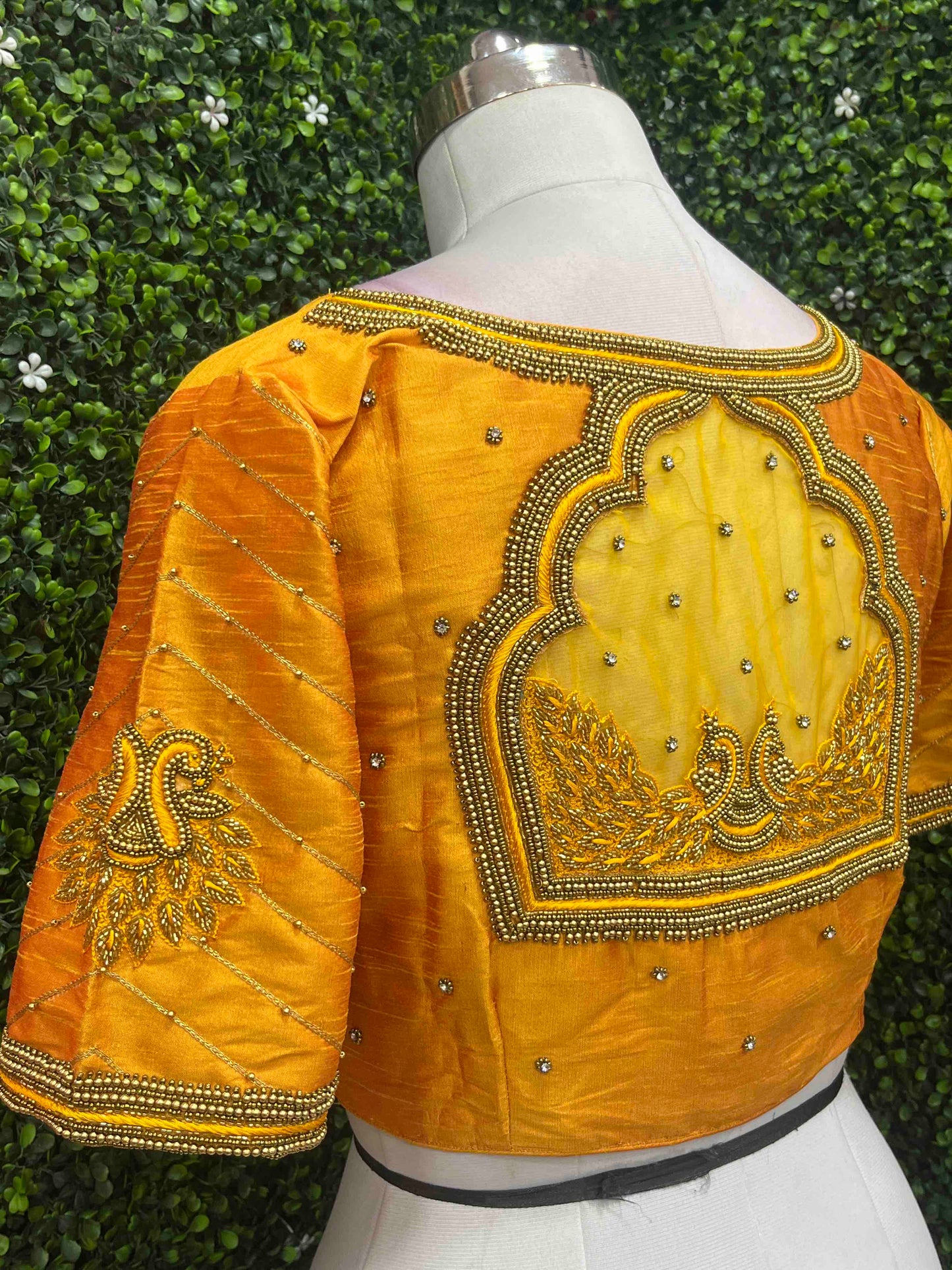 Handwork designer Ari work blouse yellow color