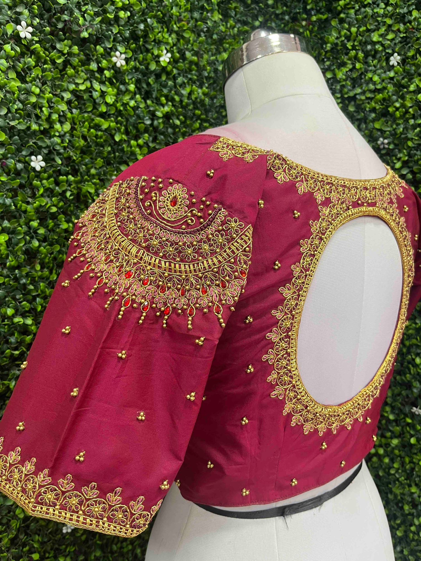 Handwork designer blouse Ari work Maroon color