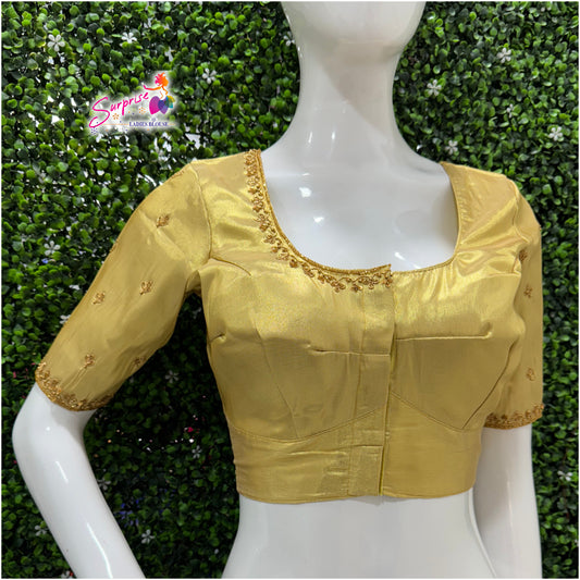 Handwork designer Ari work blouse gold color