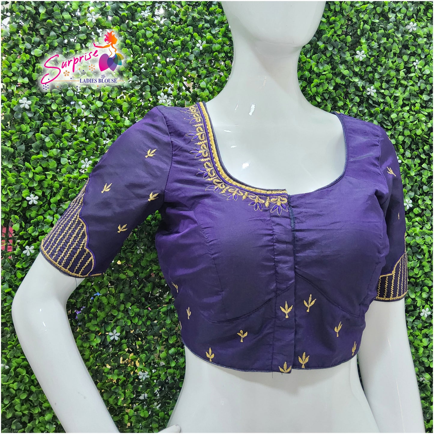 Machine work designer Readymade blouse navy blue color
