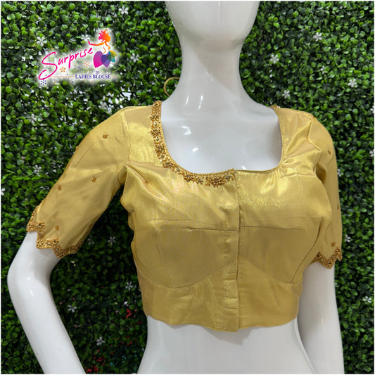 Handwork designer Ari work blouse gold color
