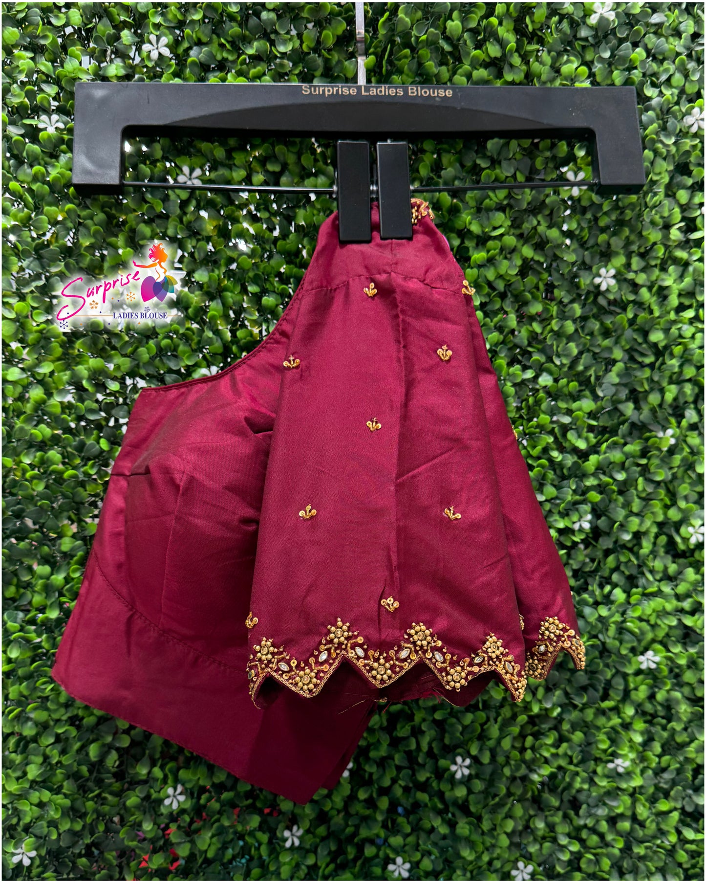 Handwork designer Ari work blouse maroon color