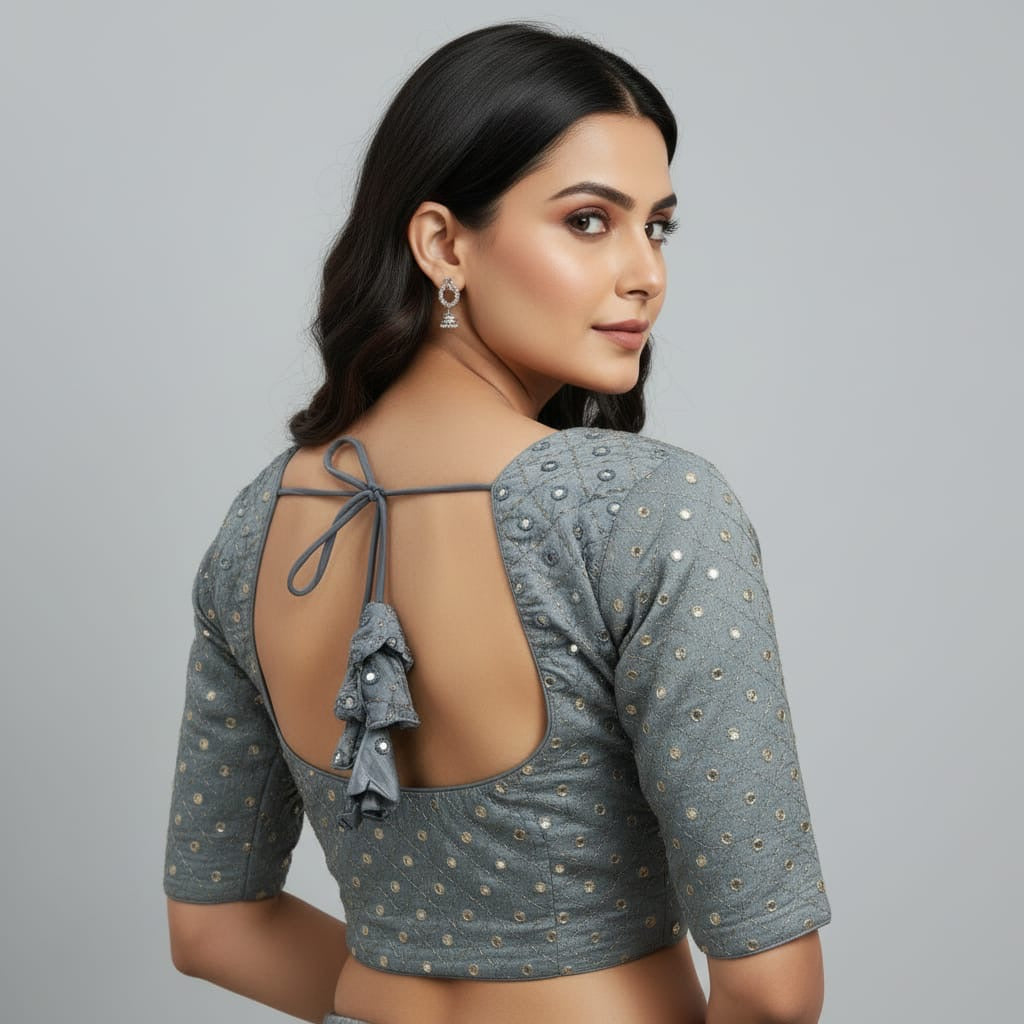 Mirror work fancy blouse