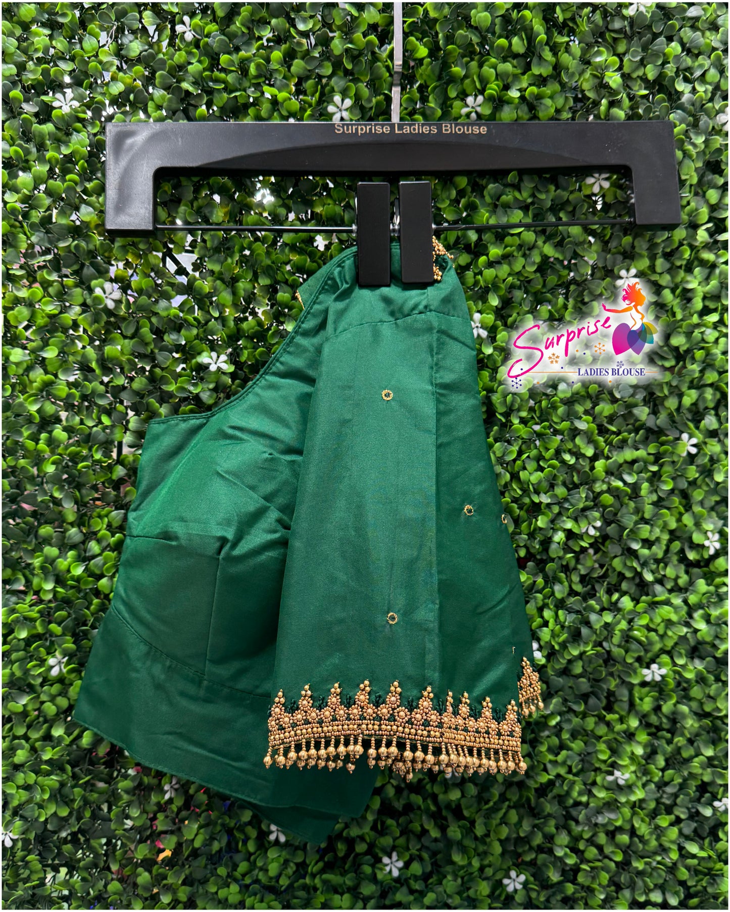 Designer handwork Ari work blouse Green color