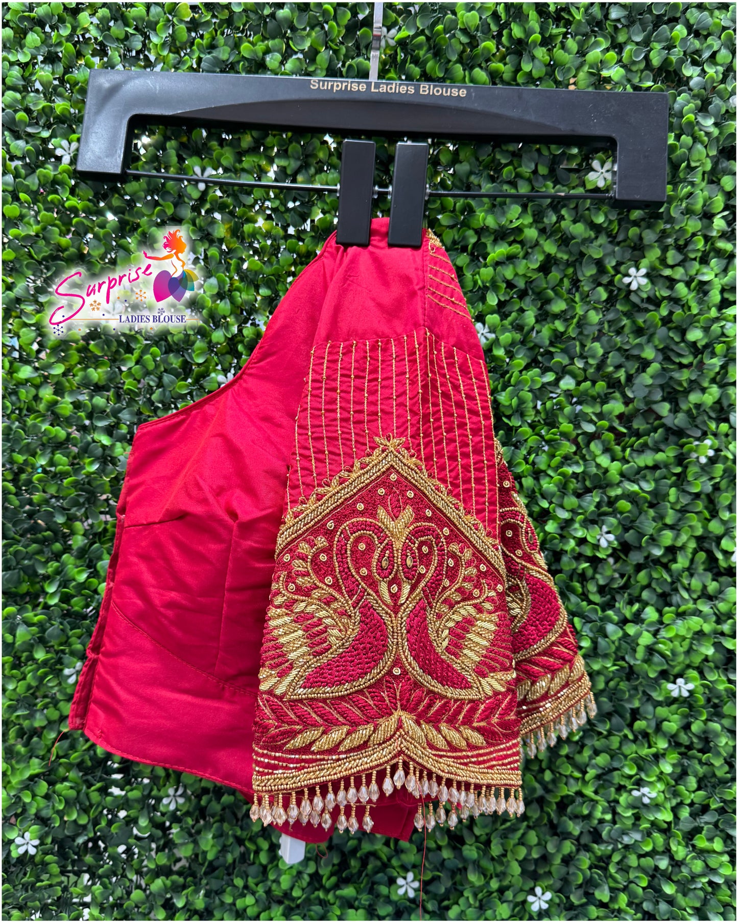 Designer handwork Ari work blouse Red color