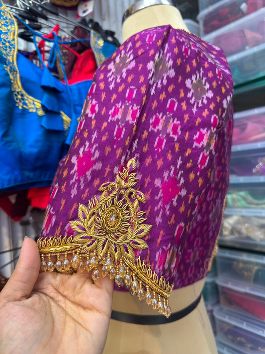 HANDWORK READY MADE POCHAMPALLY BLOUSE (WINE)