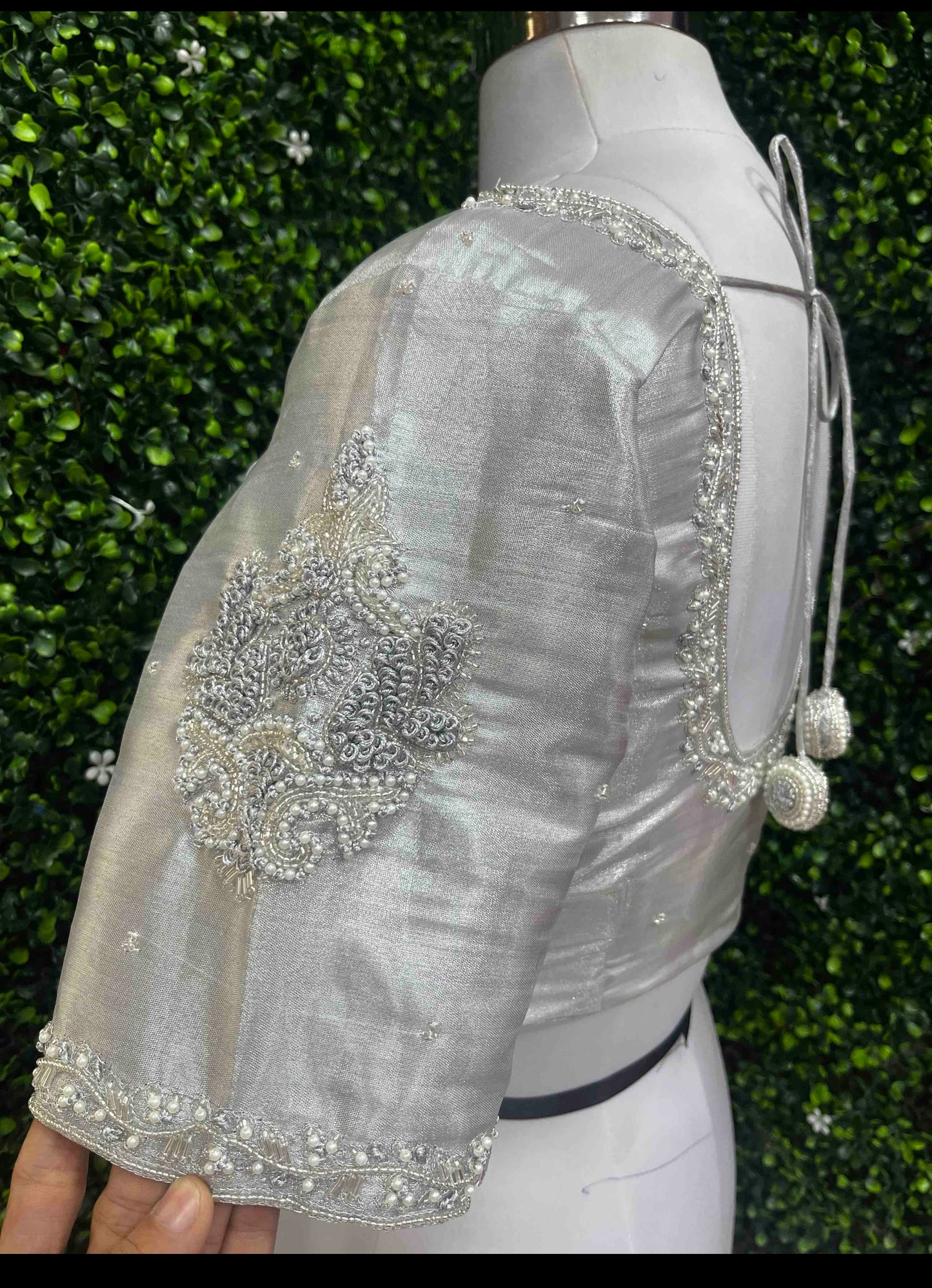 Designer Handwork Blouse silver