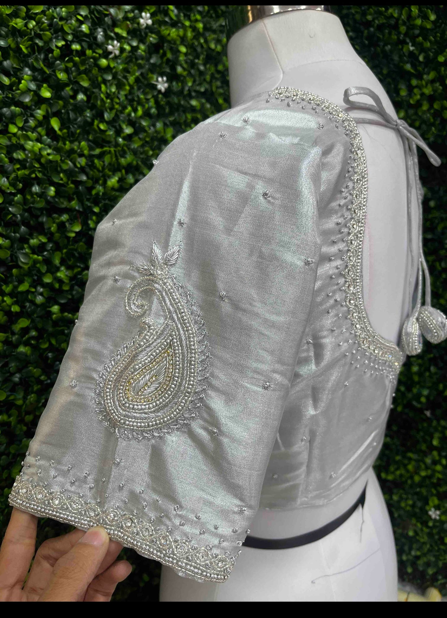 Designer Handwork Blouse silver
