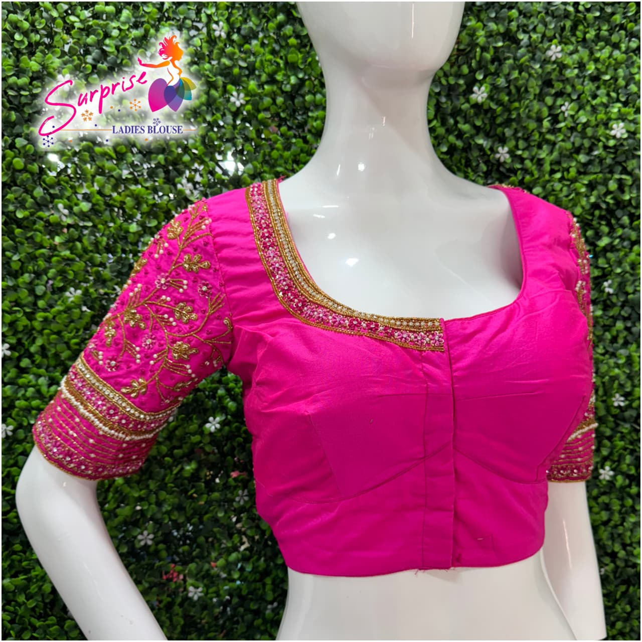 Designer Handwork Blouse Pink