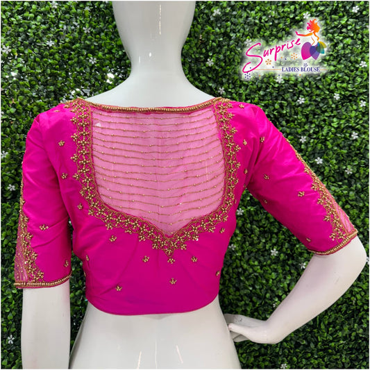 Designer Handwork Blouse Pink