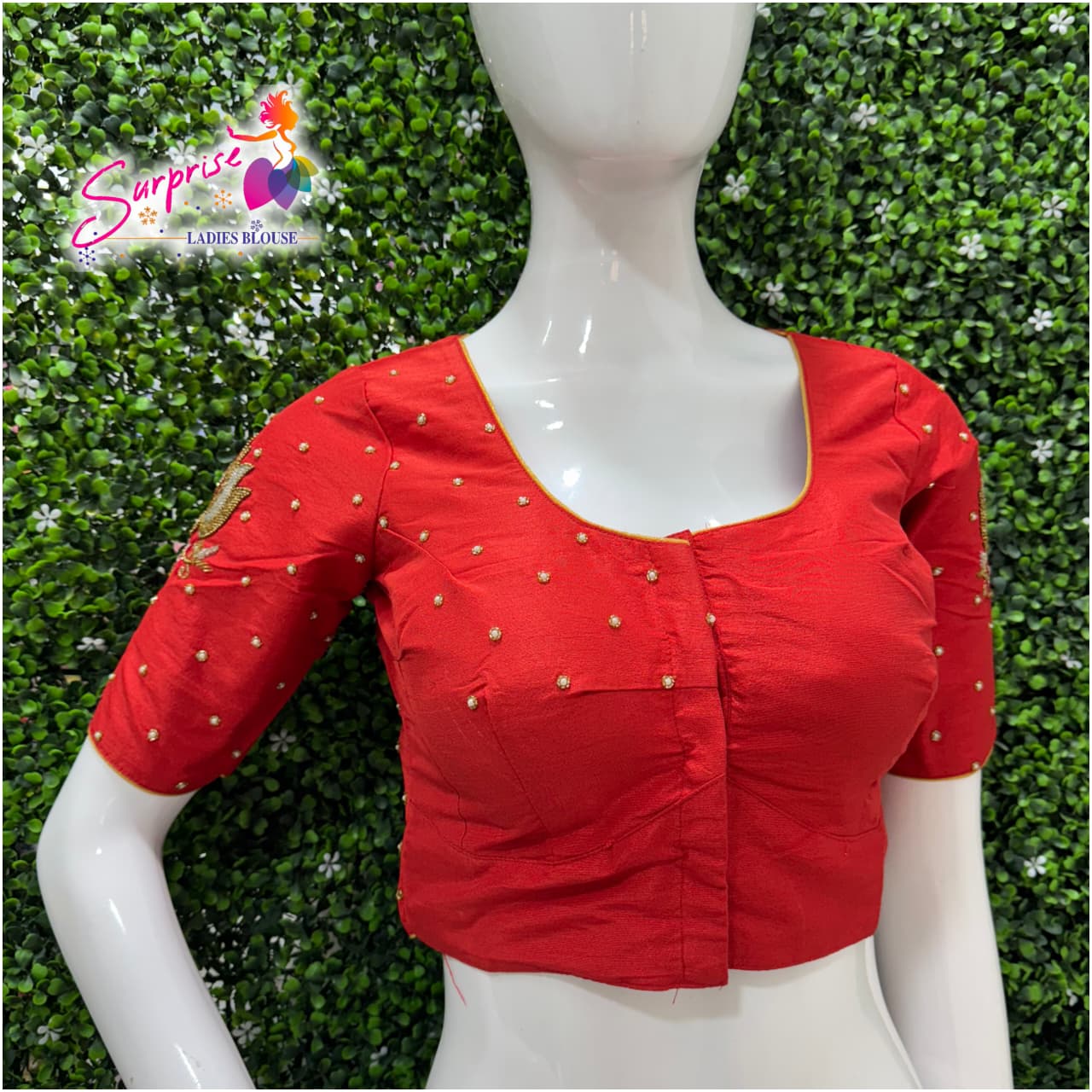 Designer Handwork Blouse Red