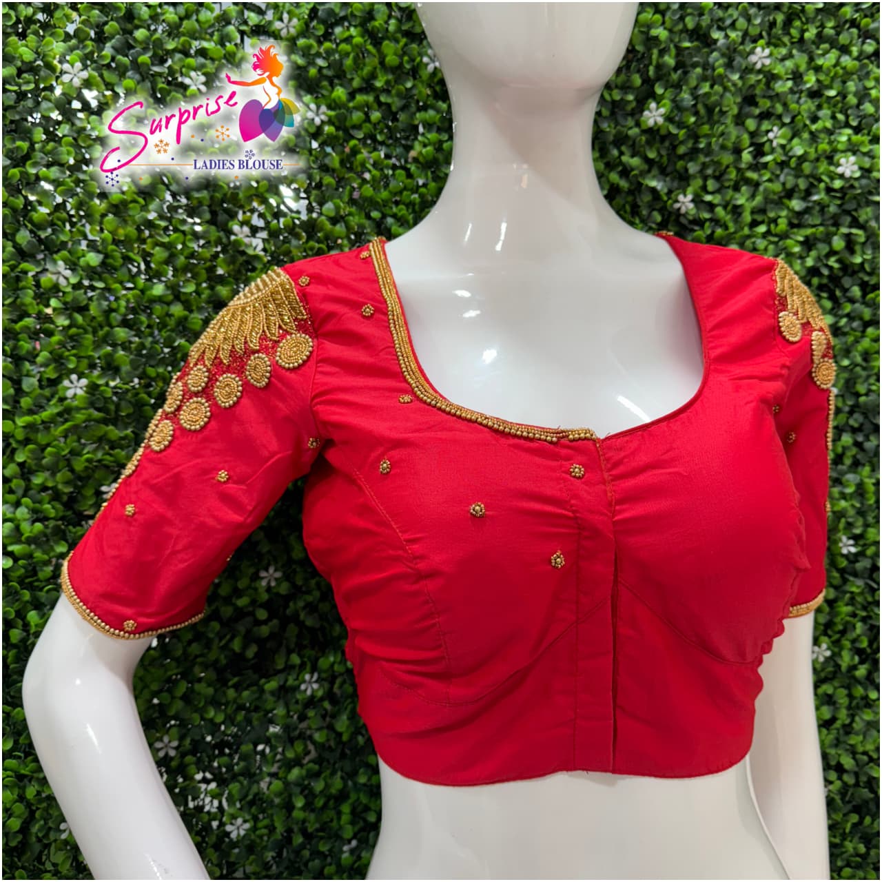 Designer Handwork Blouse Red