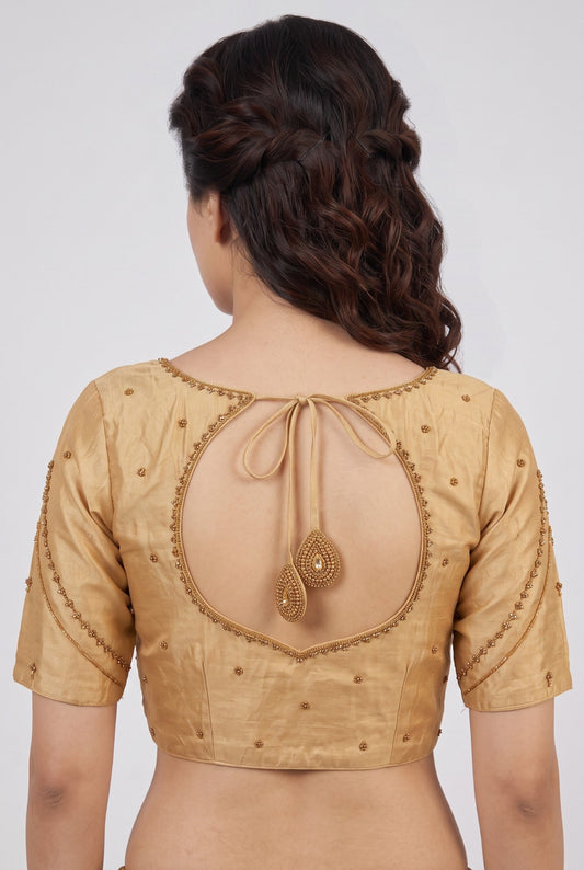 HANDWORK READY MADE BLOUSE AARI WORK (GOLD)