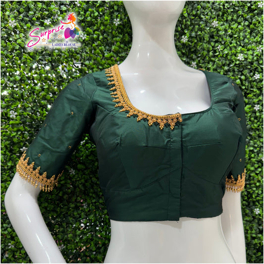 Designer handwork Ari work blouse Green color
