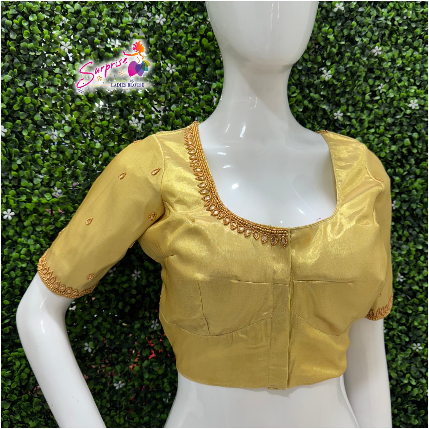 Designer handwork Ari work blouse Gold color