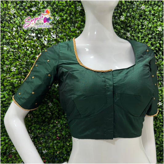 Designer handwork Ari work blouse Green color