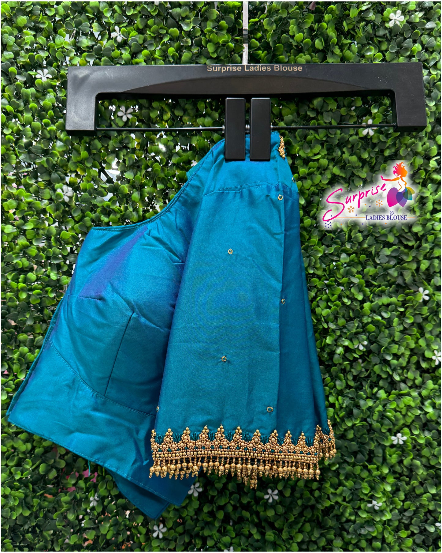 Designer handwork Ari work blouse Blue color