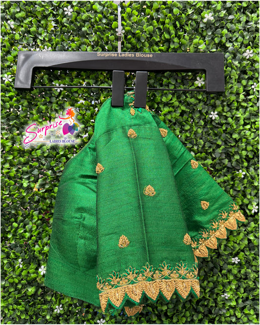Designer handwork Ari work blouse Green color