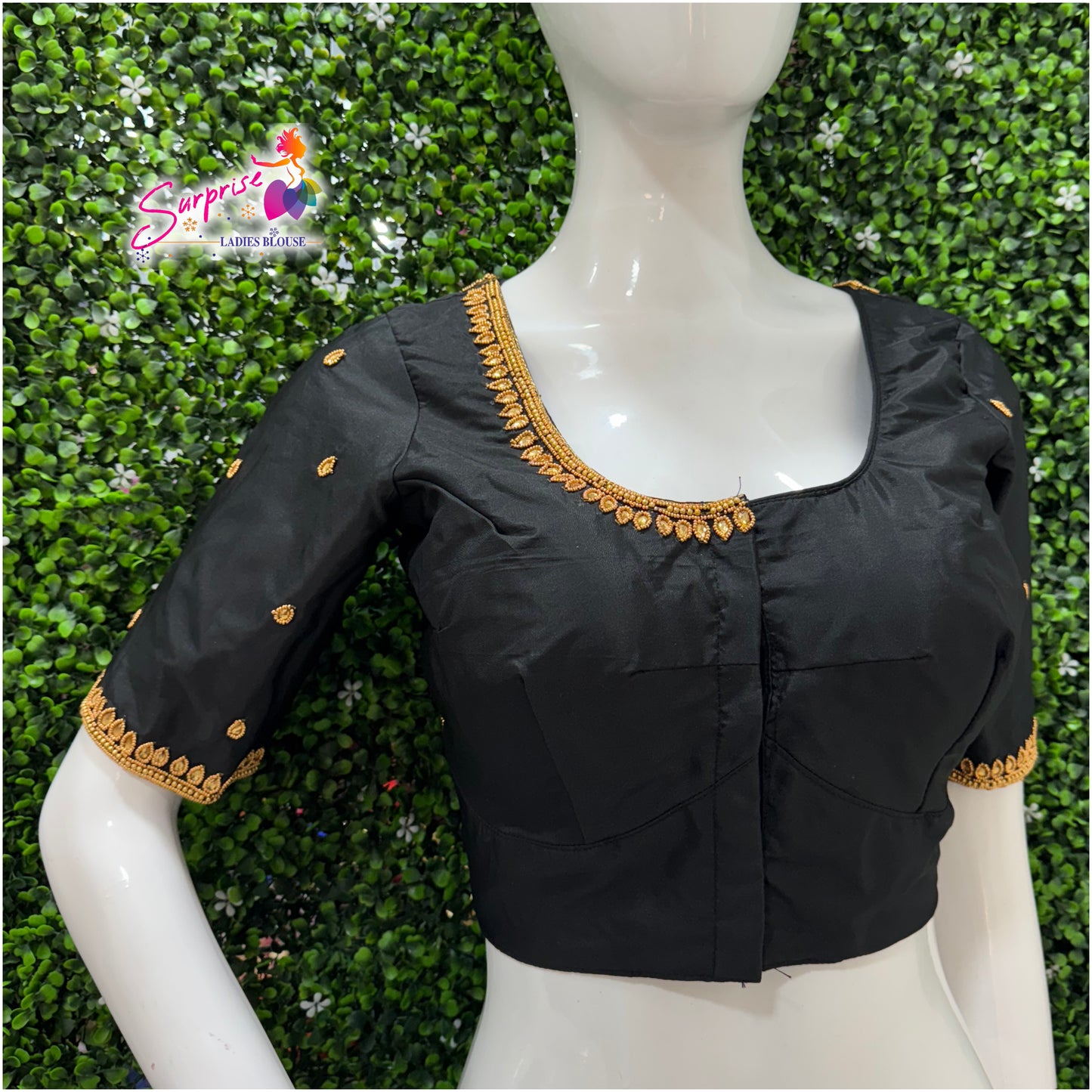 Designer handwork Ari work blouse Black color