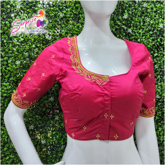 Machine work designer Readymade blouse pink color