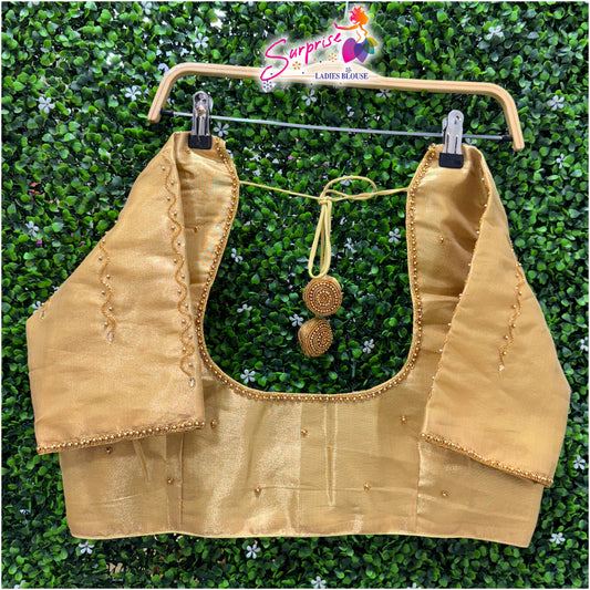 Simple handwork readymade blouse gold color