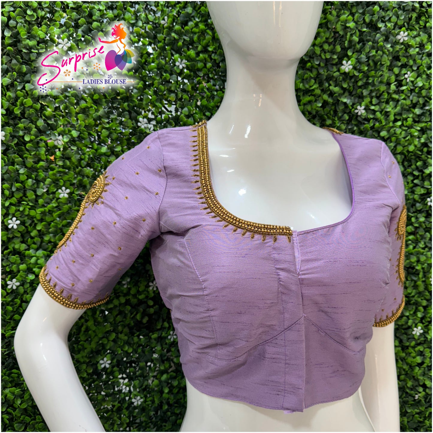 Designer handwork Ari work blouse Lavender color