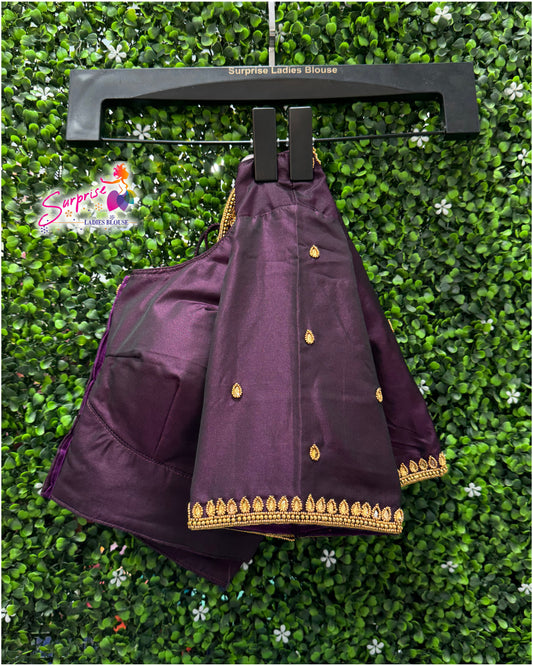 Designer handwork Ari work blouse purple color
