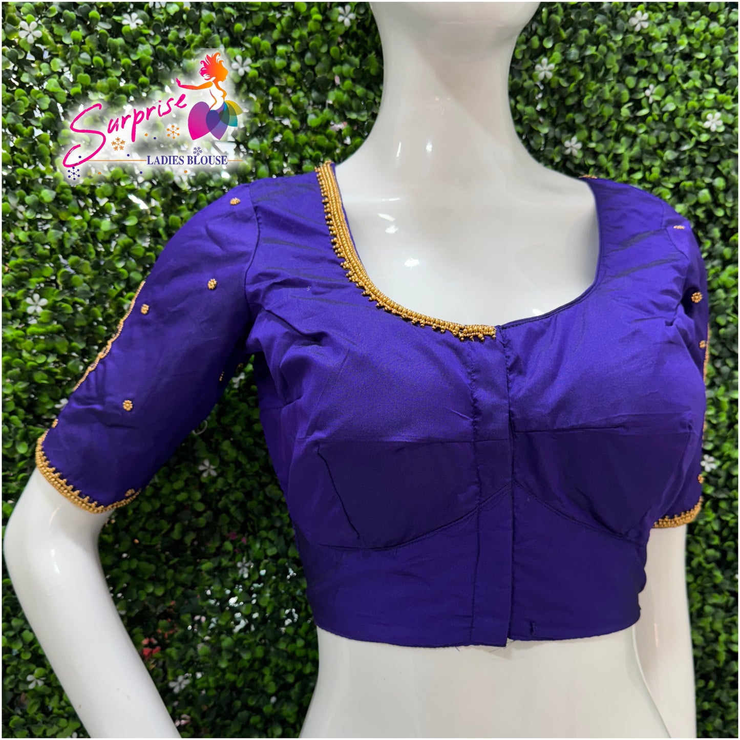 Designer handwork Ari work blouse Blue color