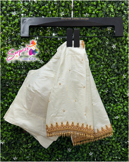 Designer handwork Ari work blouse Cream / off white color