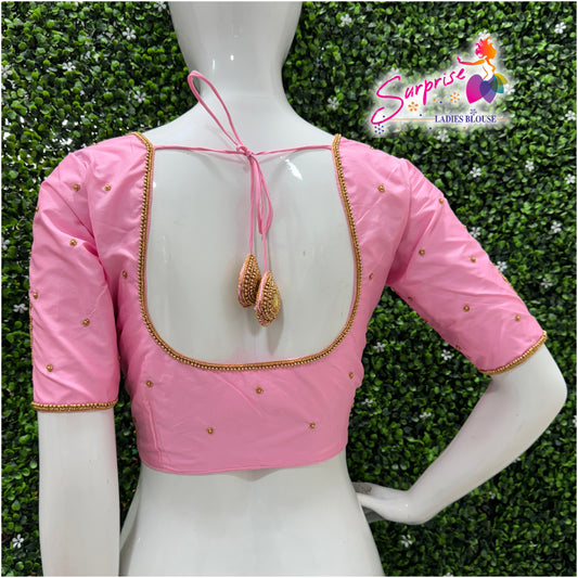 Designer handwork Ari work blouse Baby Pink color