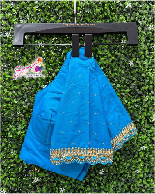 Designer handwork Ari work blouse Blue color