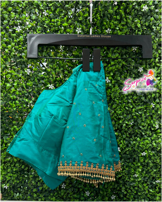 Designer handwork Ari work blouse Green color