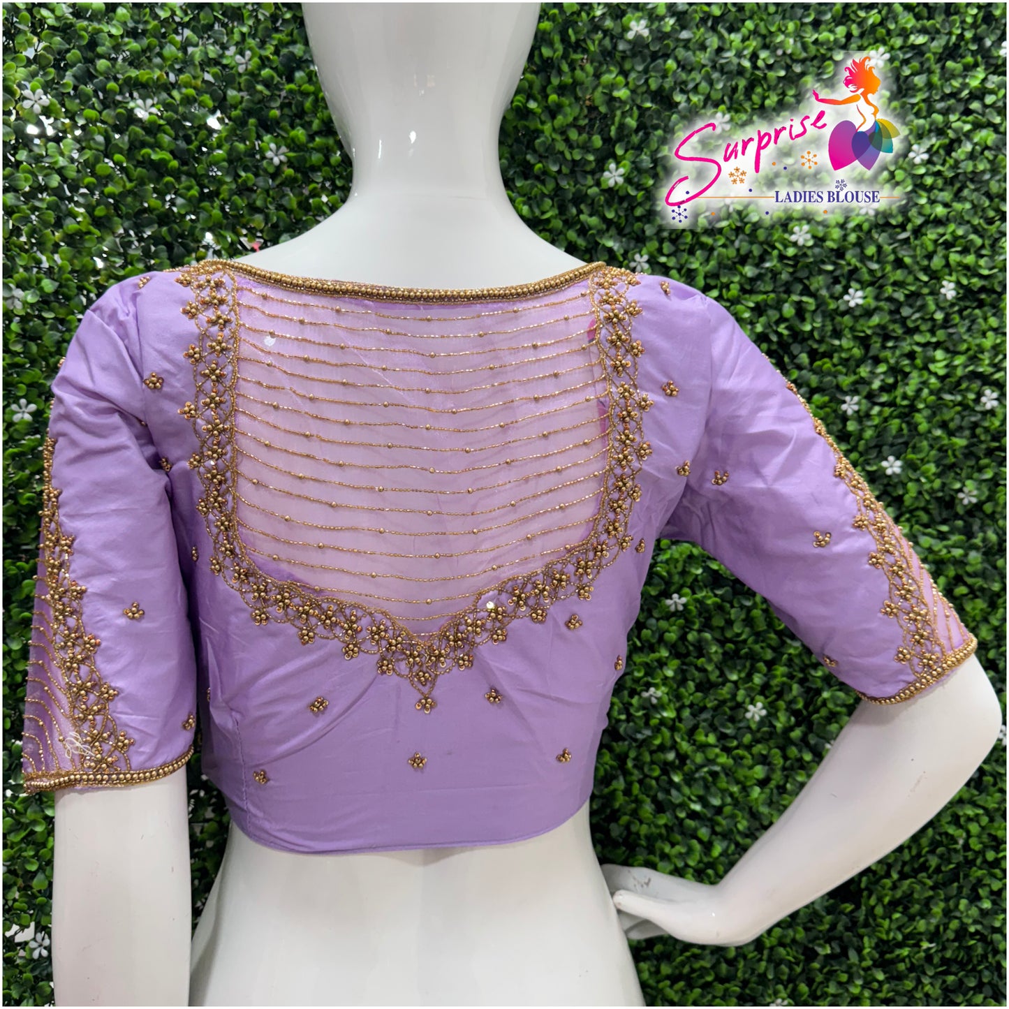 Designer handwork Ari work blouse Lavender color