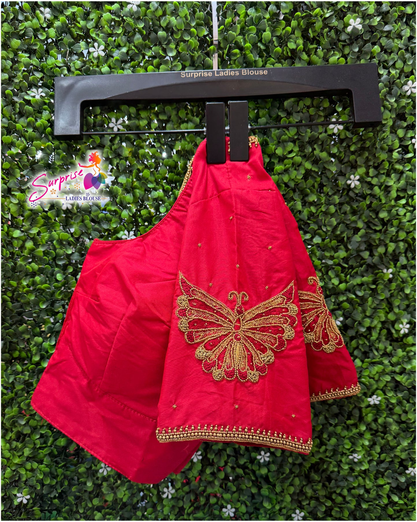 Designer handwork Ari work blouse Red color