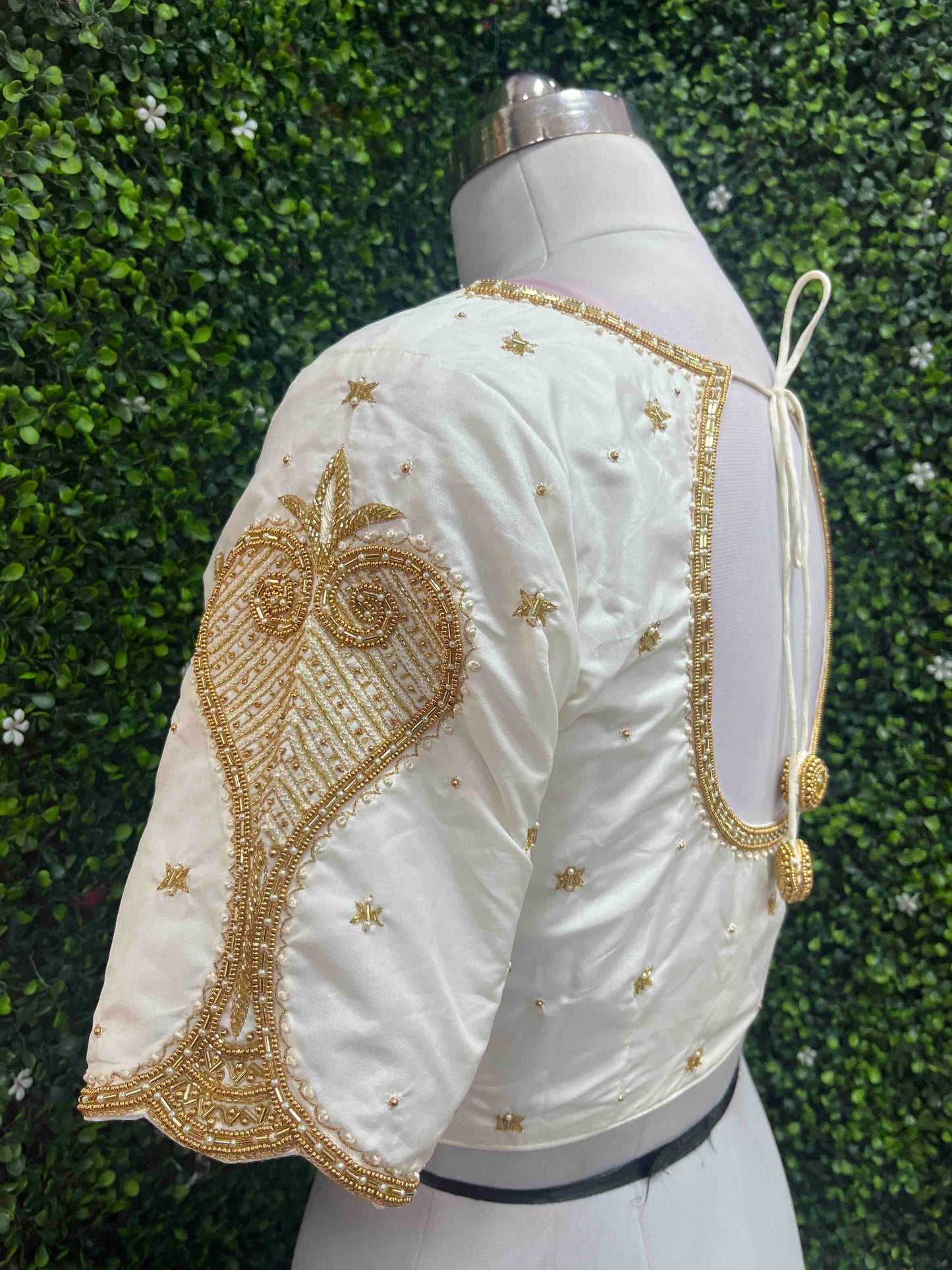 Handwork designer Ari work blouse Cream/ off white color