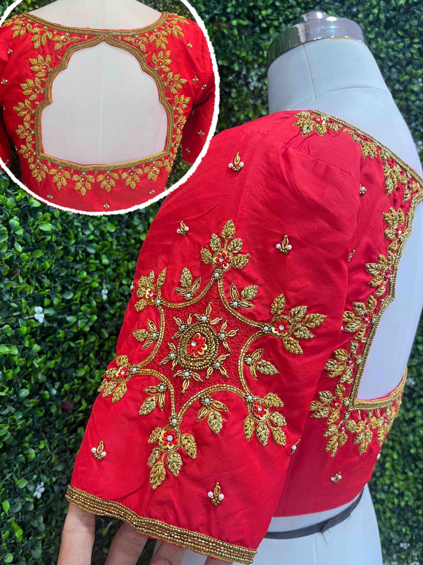 Handwork designer Ari work blouse Red color