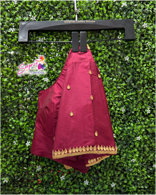 Designer handwork Ari work blouse maroon color