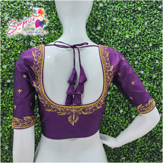 Machine work designer Readymade blouse purple color