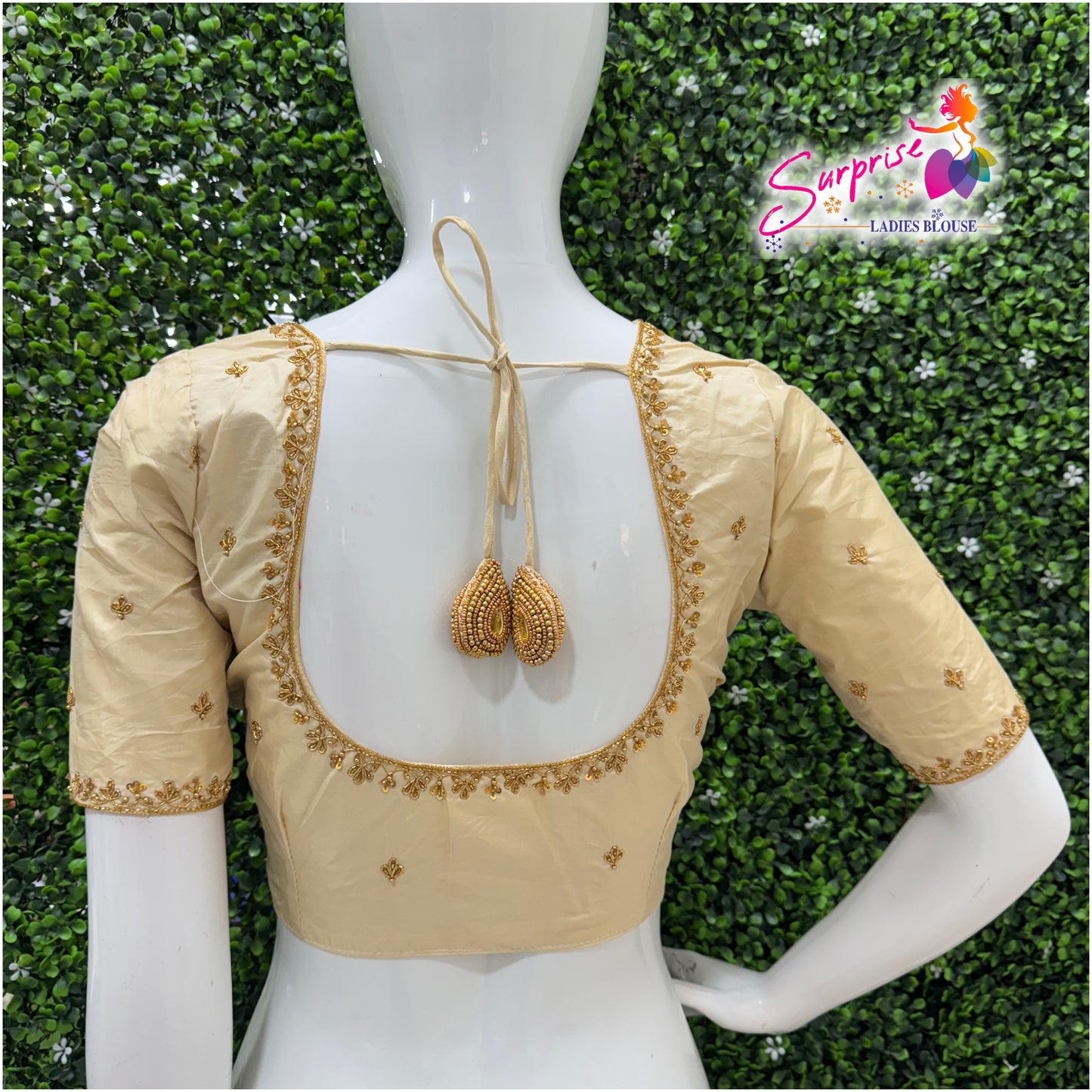 Handwork designer Ari work blouse cream color