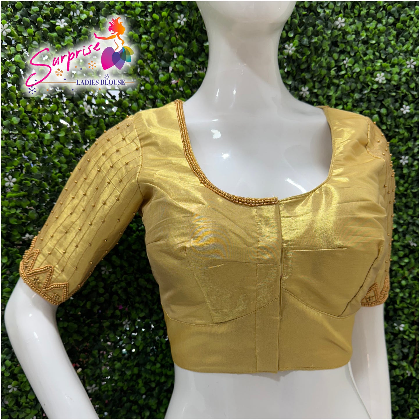 Designer handwork Ari work blouse Gold color
