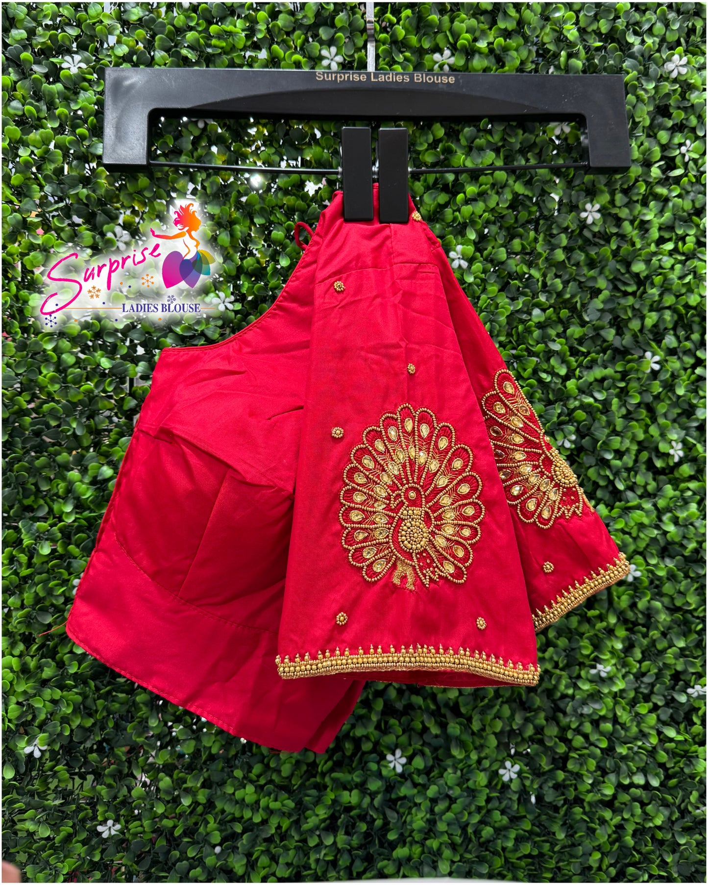 Designer handwork Ari work blouse Red color