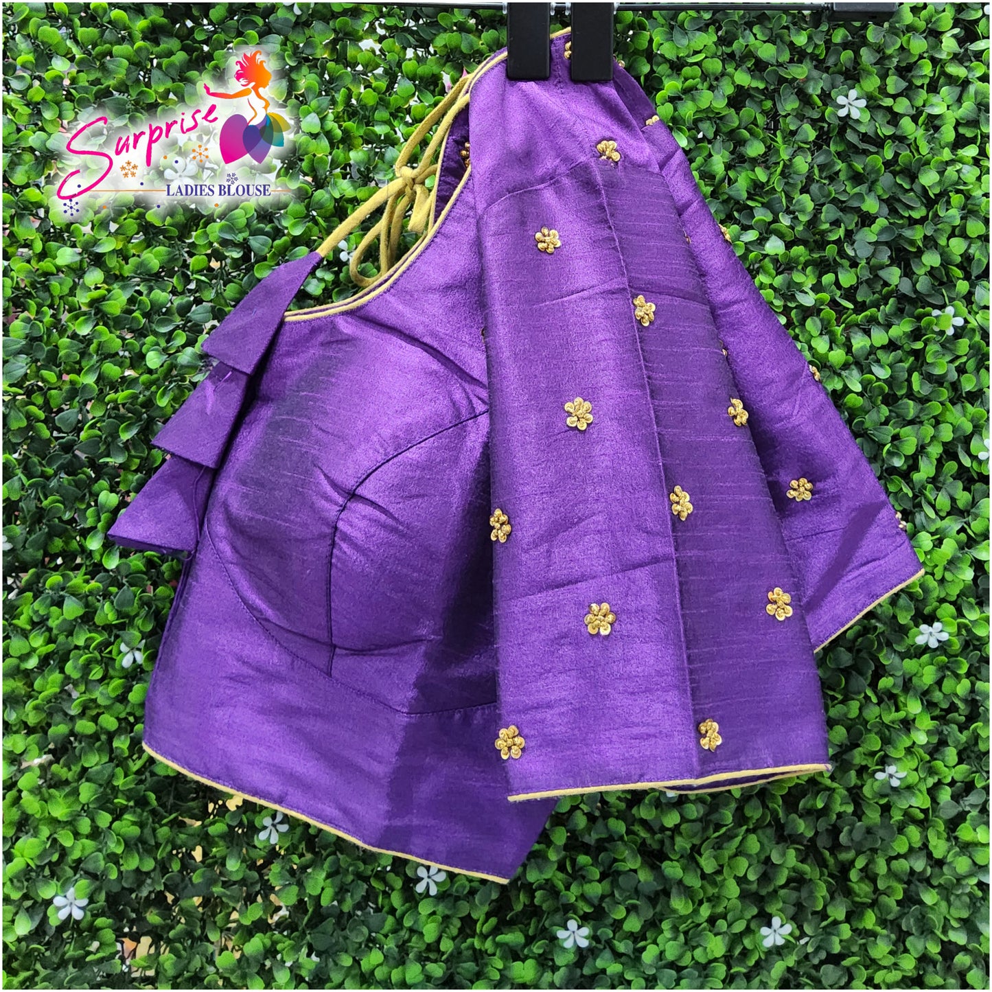Simple handwork readymade blouse purple color
